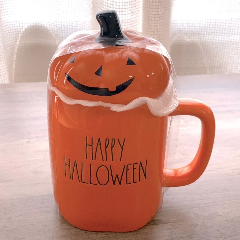 Rae Dunn HAPPY HALLOWEEN mug with topper